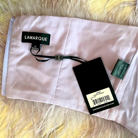 BRAND NWT LA MARQUE “ZAINA” Ostrich Feather Bustier in Lavender 🌟 Size XL - Picture 5 of 6